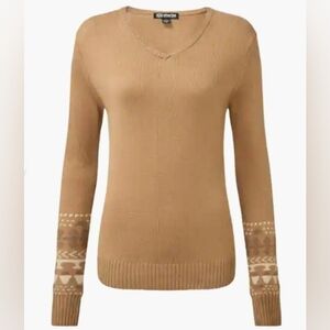 Sherpa Adventure Gear Maya V-Neck Sweater In Caramel Large